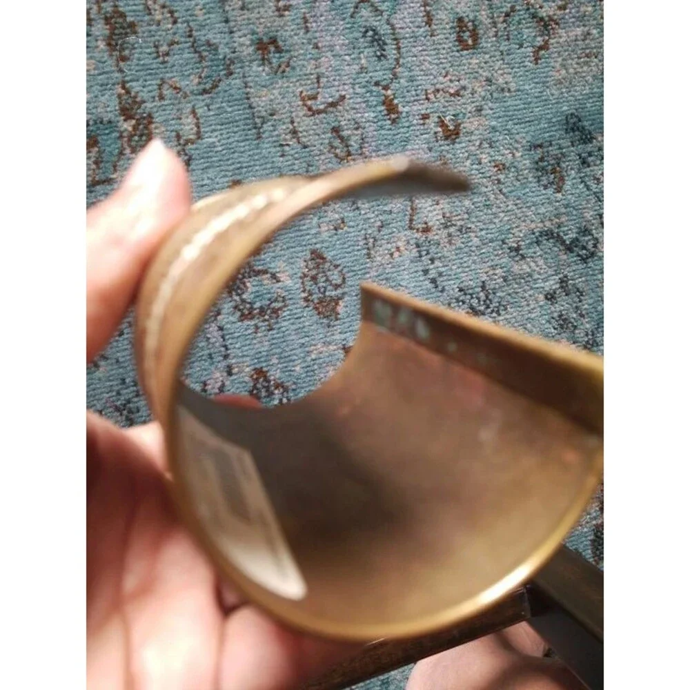 Vintage wide pure brass mixed metal cuff bracelet